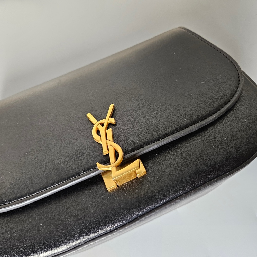 Yves Saint Laurent Black Crossbody Bag with Gold Logo - Picture 3 of 8